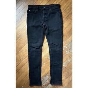 Ksubi Jeans Mens 32 Black Slim Straight Denim Stretch Button Fly